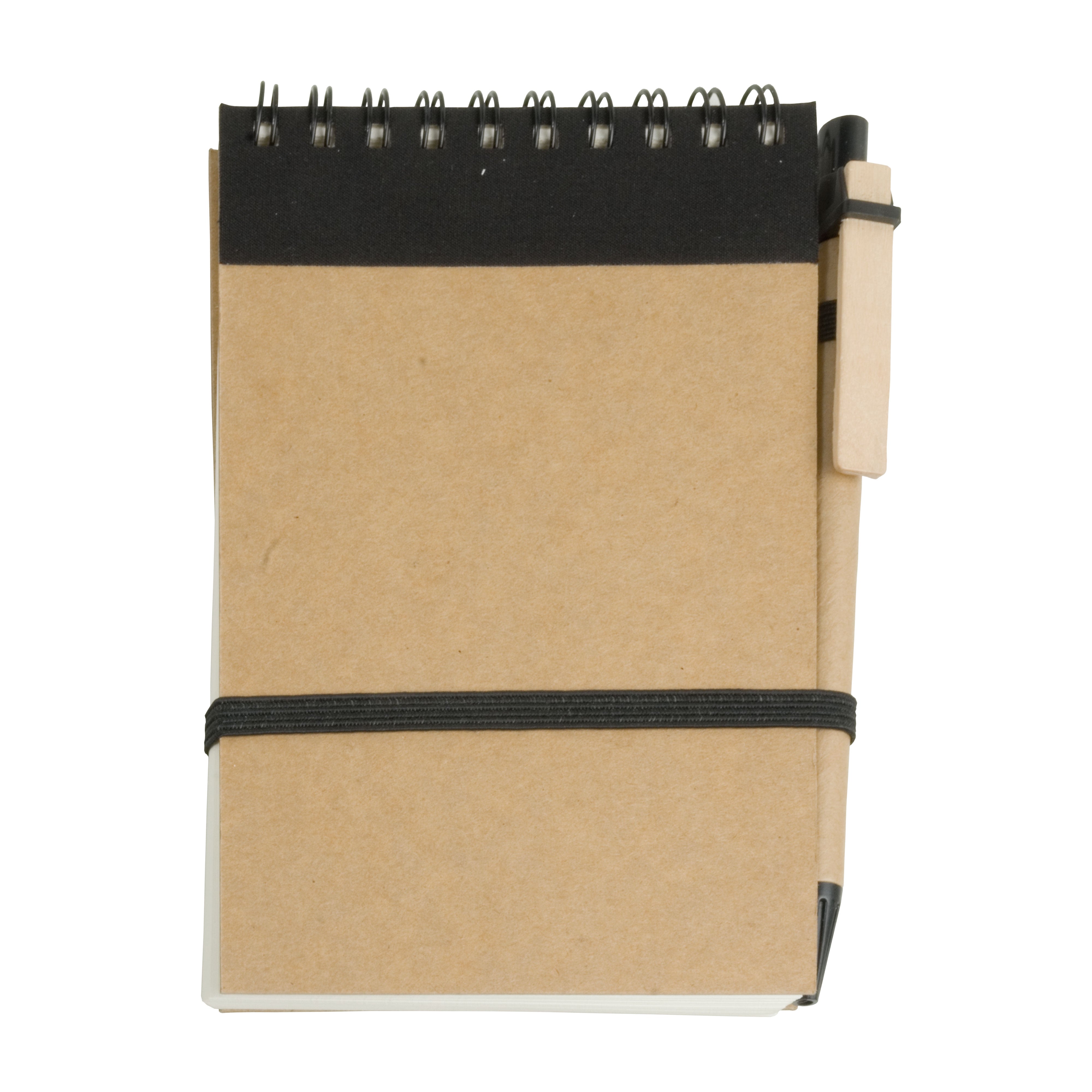 G09457 Block notes ad anelli in carta riciclata, fogli bianchi (70 pag.) con penna in cartone