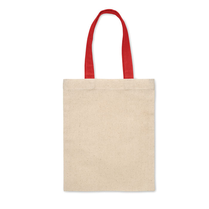 G25105 Mini borsa shopper in cotone riciclato da 140 g/m2 naturale con manici colorati