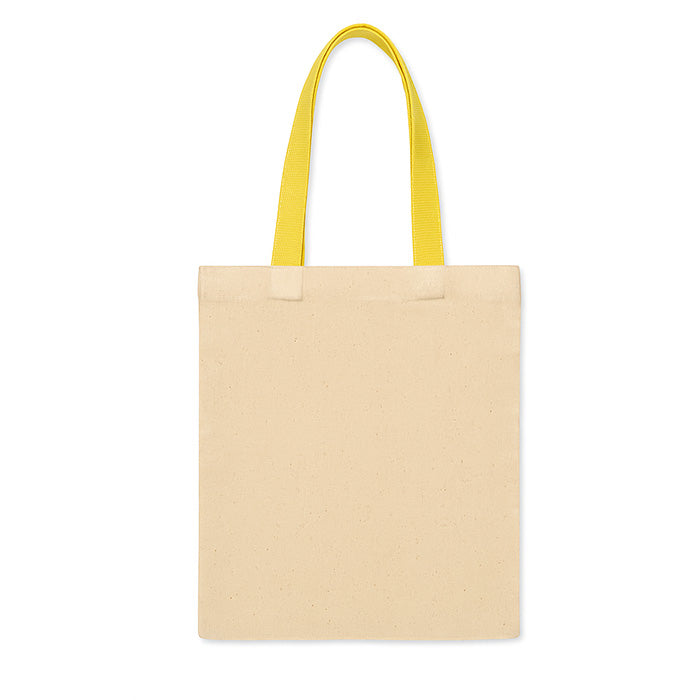G25105 Mini borsa shopper in cotone riciclato da 140 g/m2 naturale con manici colorati