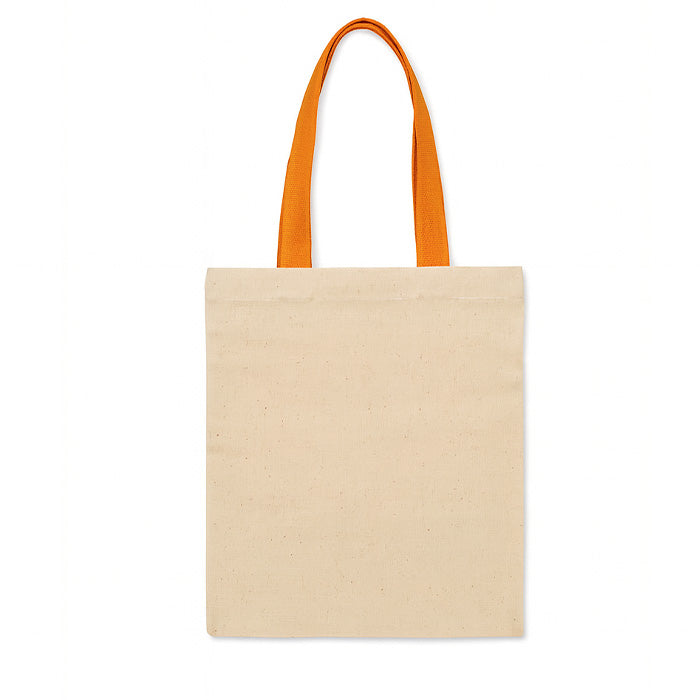 G25105 Mini borsa shopper in cotone riciclato da 140 g/m2 naturale con manici colorati