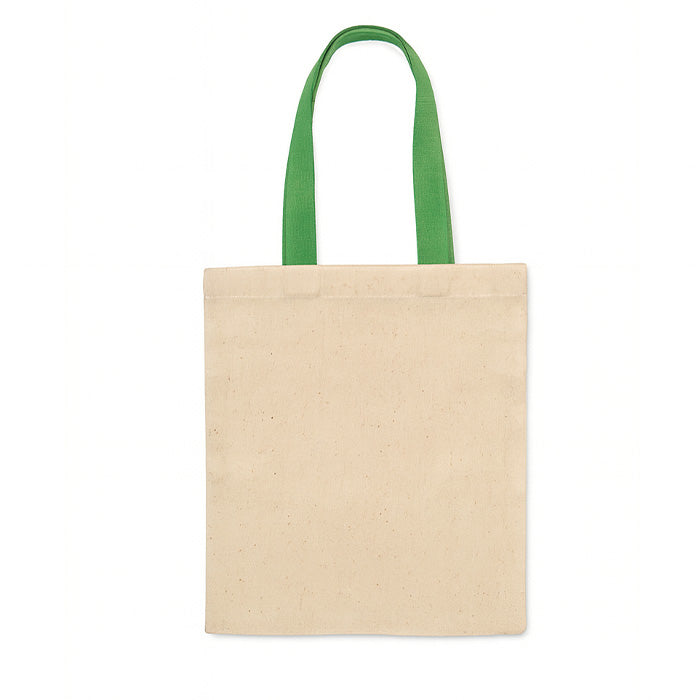 G25105 Mini borsa shopper in cotone riciclato da 140 g/m2 naturale con manici colorati