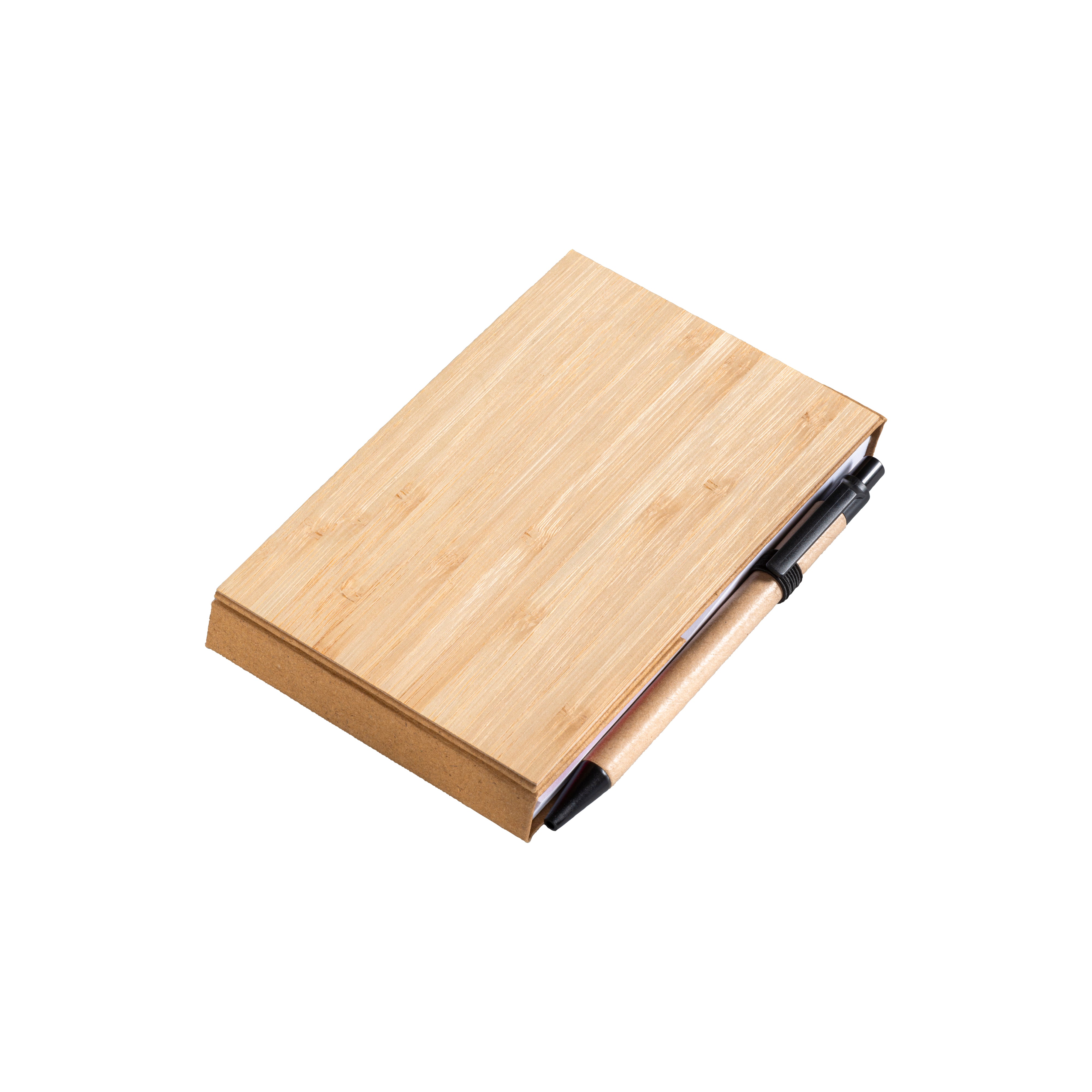 G24405 Blocco note con copertina in bamboo, penna a sfera e supporto per telefono