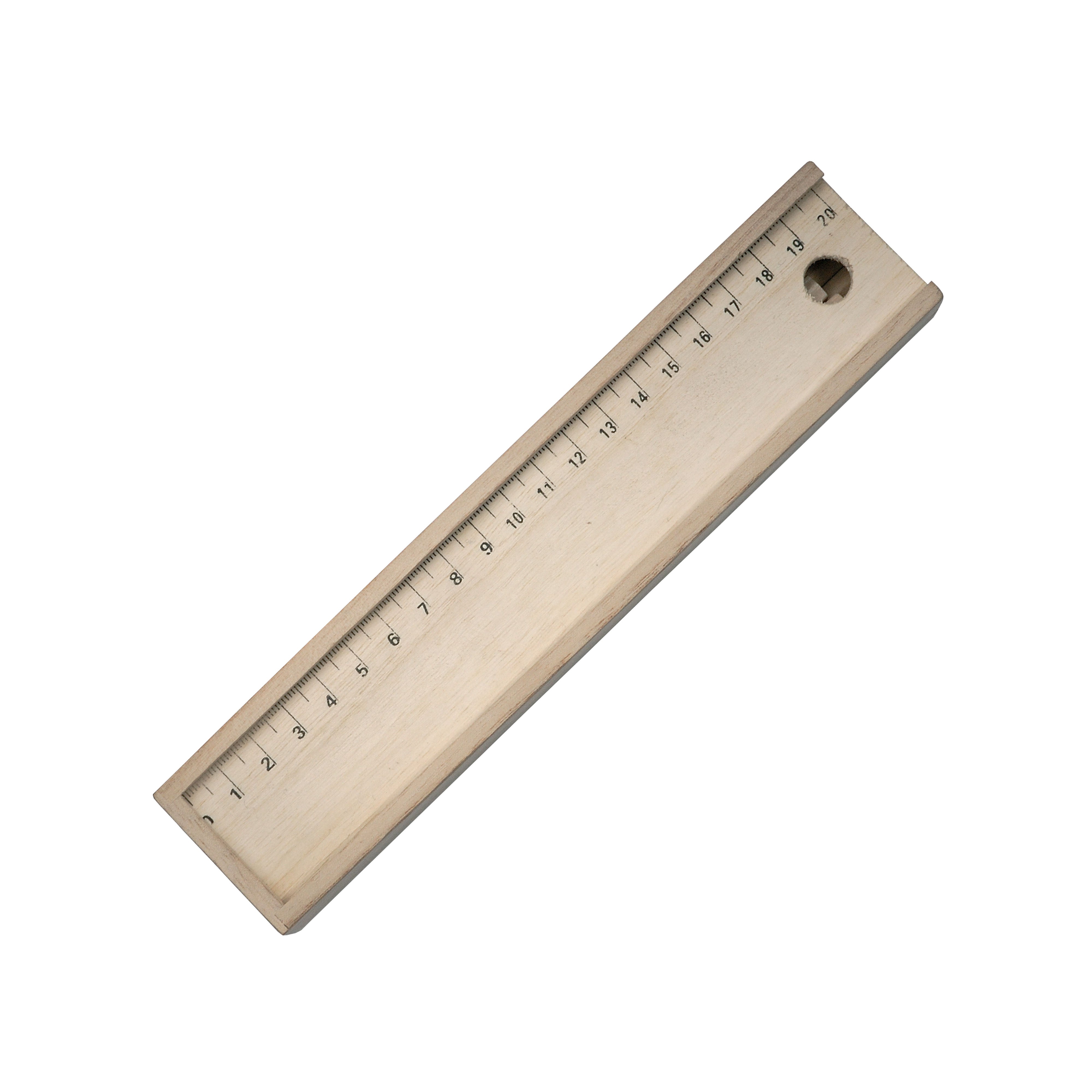 G07816 Set matite colorate (12), con temperamatite e scatola in legno, con righello