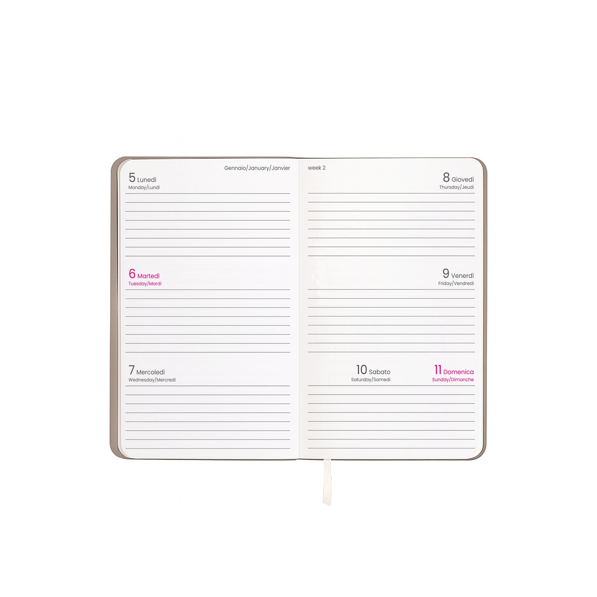 G26745 Agenda tascabile settimanale 2026 con copertina flessibile in PU termovirante