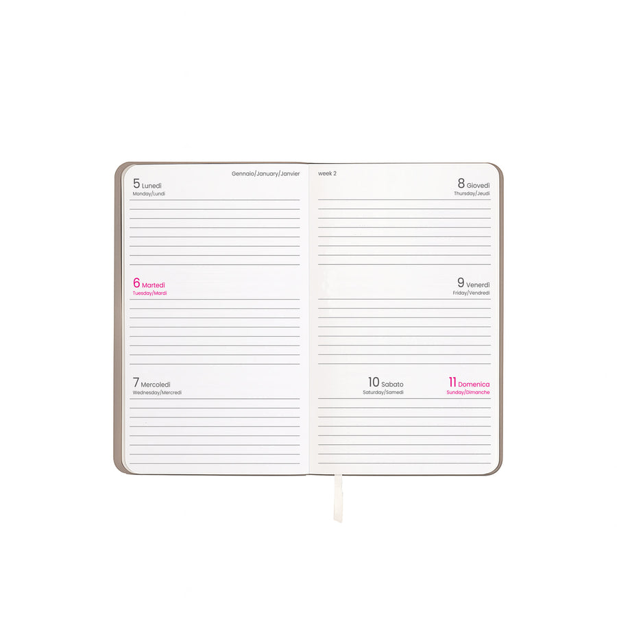 G26745 Agenda tascabile settimanale 2026 con copertina flessibile in PU termovirante