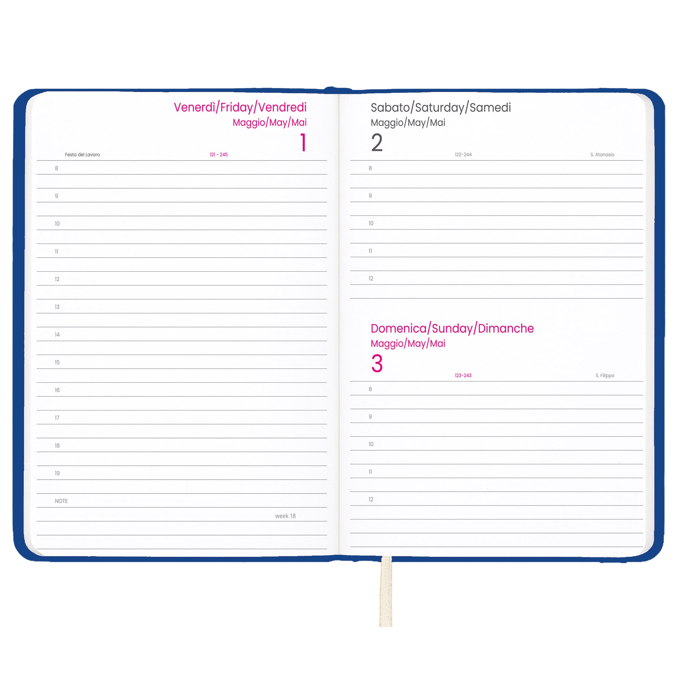G26752 Agenda giornaliera 2026 con copertina rigida in PU