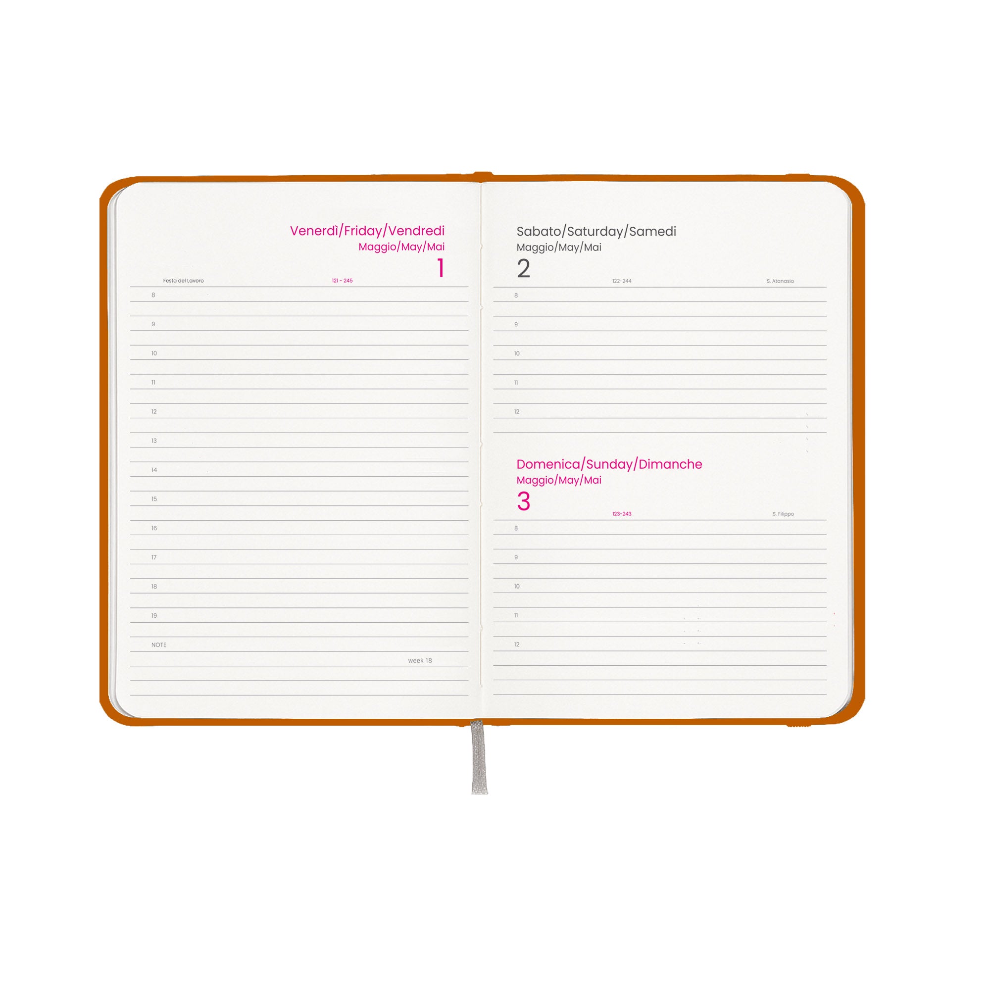 G26733 Agenda giornaliera 2026, copertina rigida in cartoncino laminato