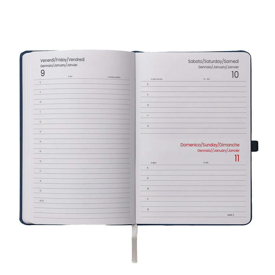 G26707 Agenda giornaliera 2026, copertina rigida in PU termovirante con impuntura perimetrale