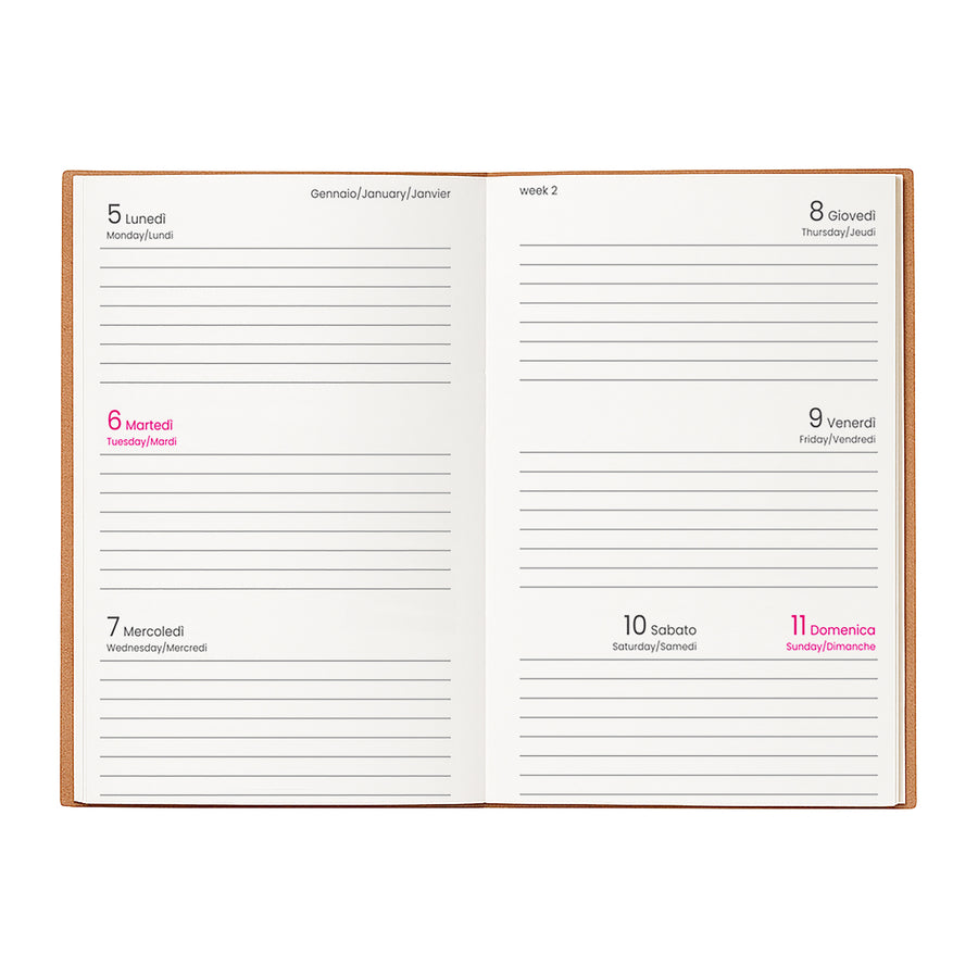 G26744 Agenda settimanale 2026 con copertina rigida in cartoncino