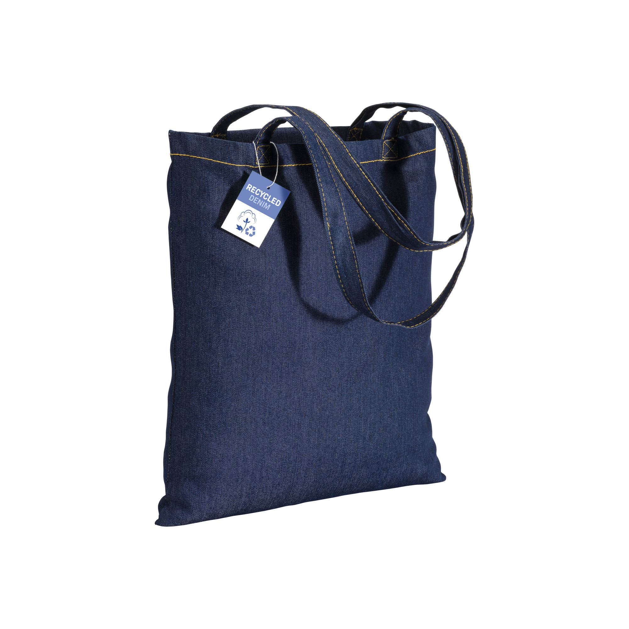 G22155 Shopper in cotone denim riciclato 180 gr/m2, manici lunghi