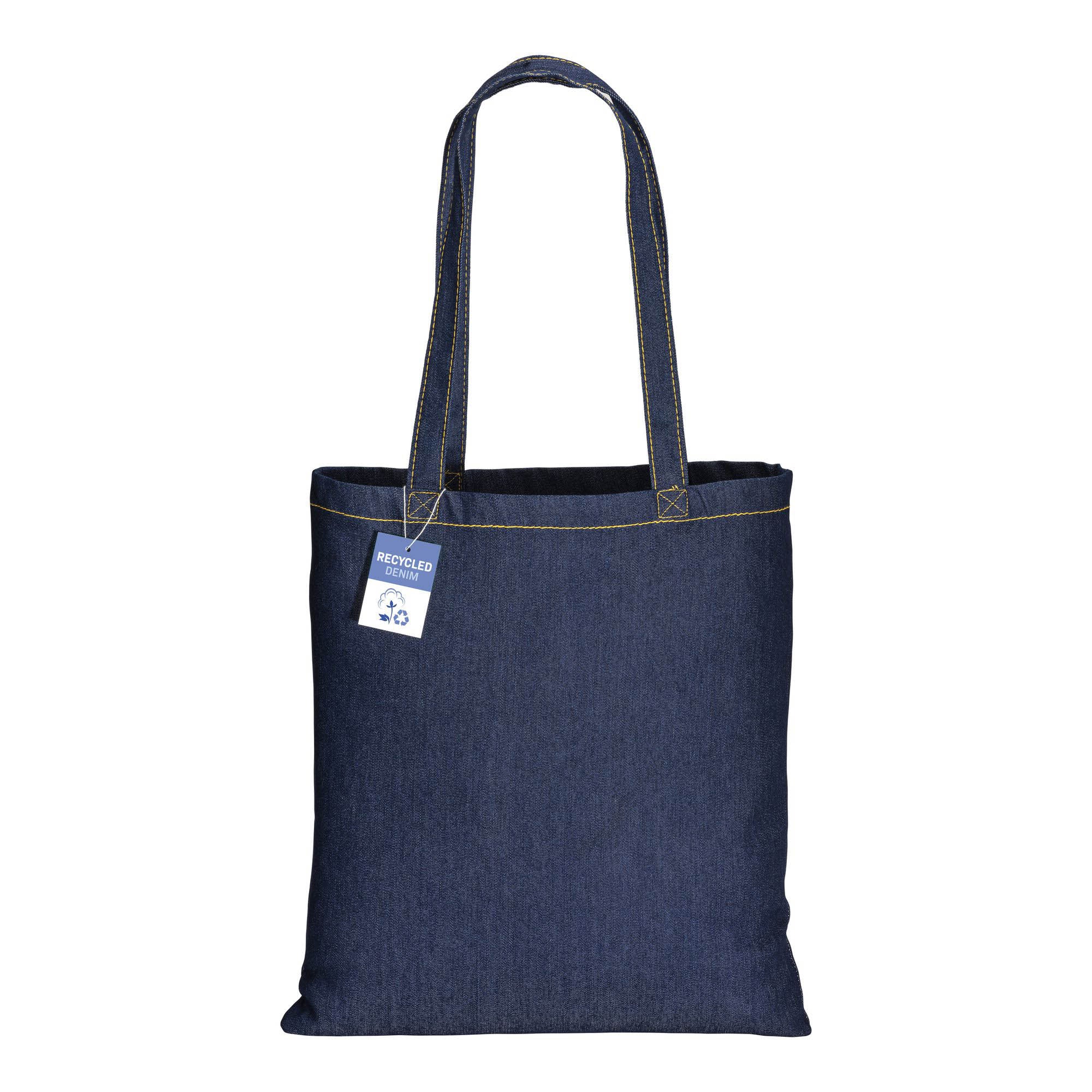 G22155 Shopper in cotone denim riciclato 180 gr/m2, manici lunghi