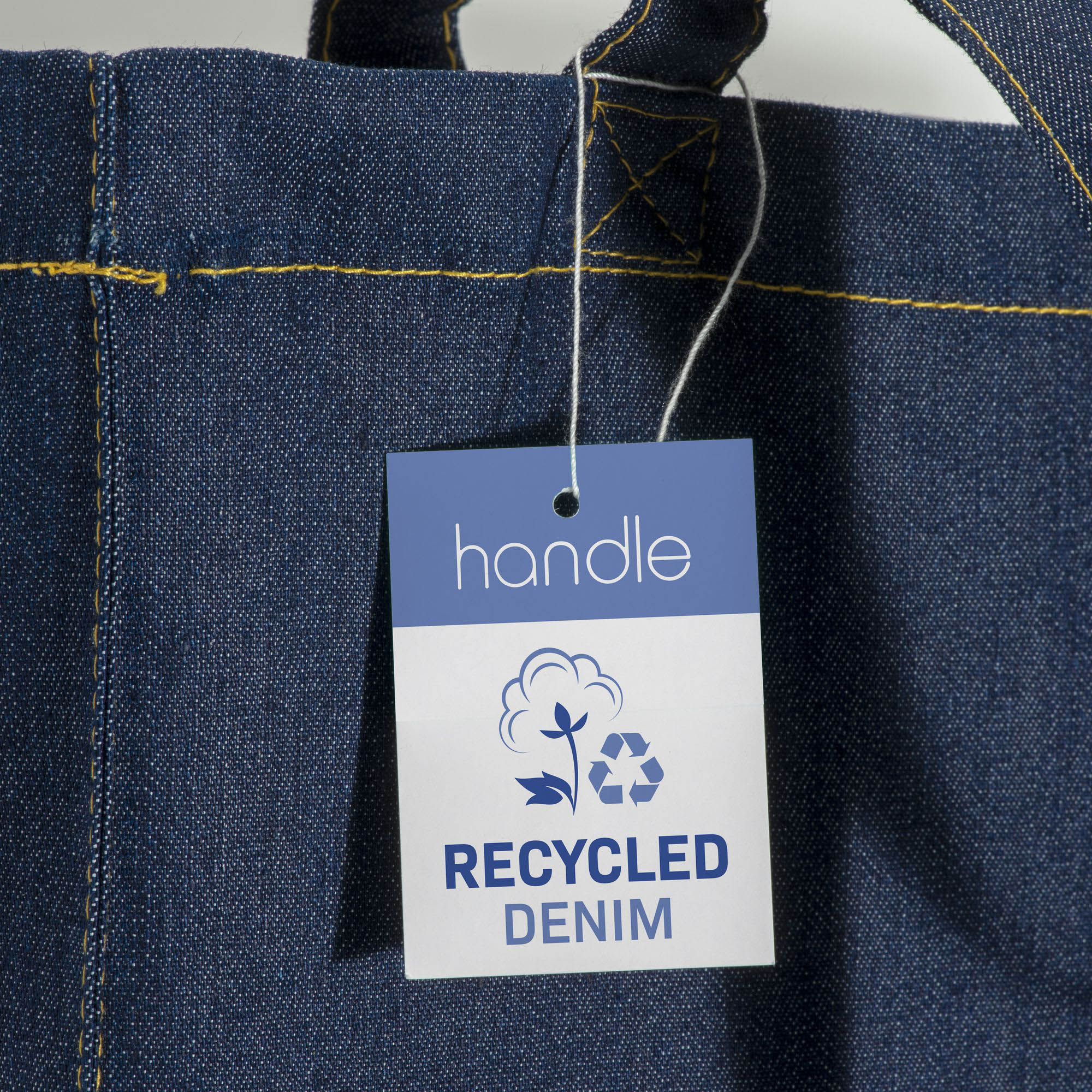 G22155 Shopper in cotone denim riciclato 180 gr/m2, manici lunghi