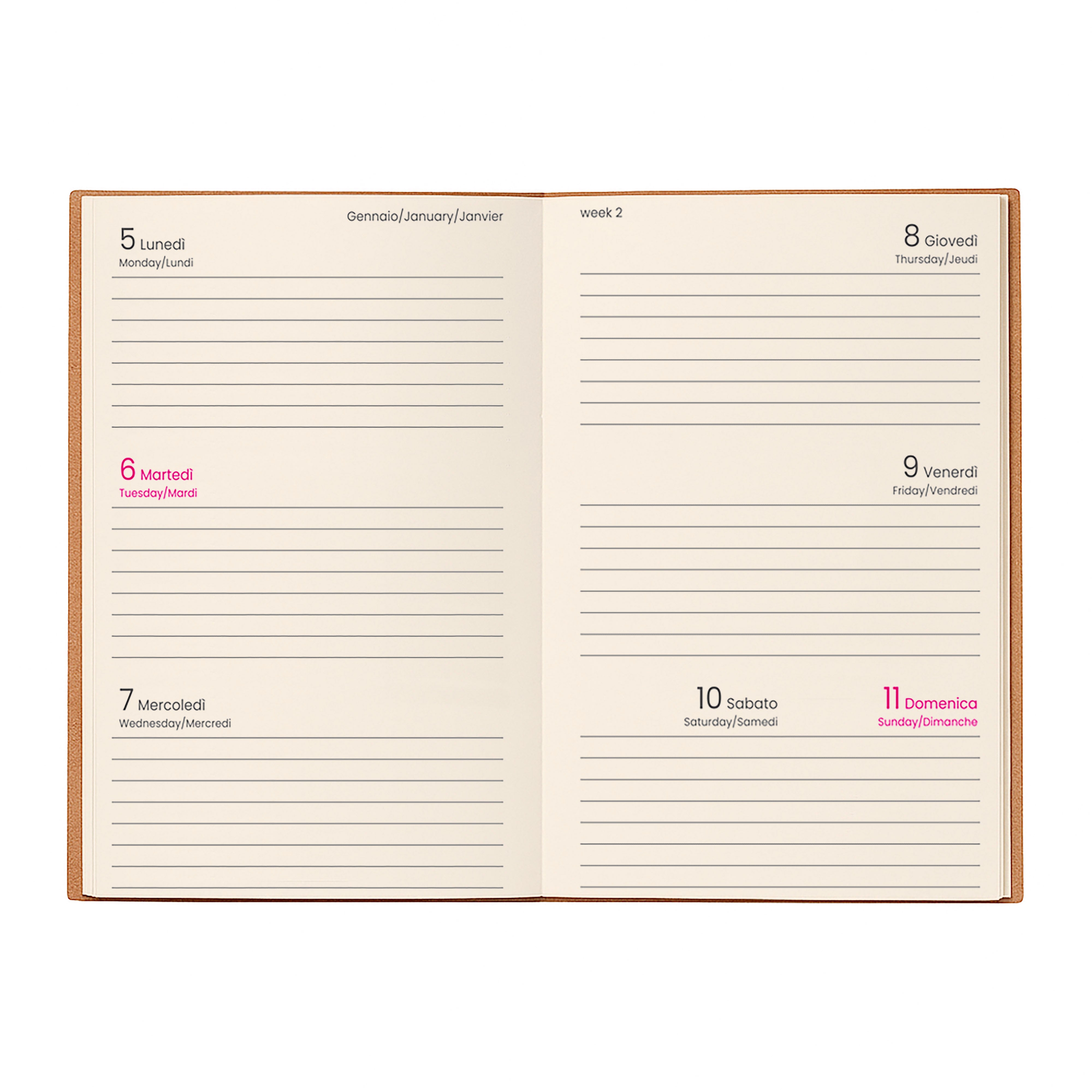 G26741 Agenda tascabile settimanale 2026 con copertina flessibile in cartoncino