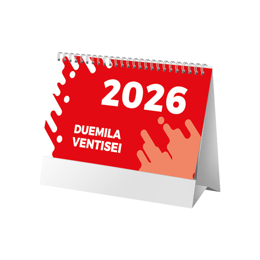 G26D069 Calendario mensile da tavolo 2025, 13 fogli su cartoncino nero, rilegato a spirale