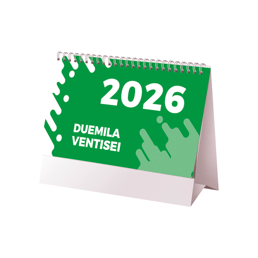 G26D069 Calendario mensile da tavolo 2025, 13 fogli su cartoncino nero, rilegato a spirale