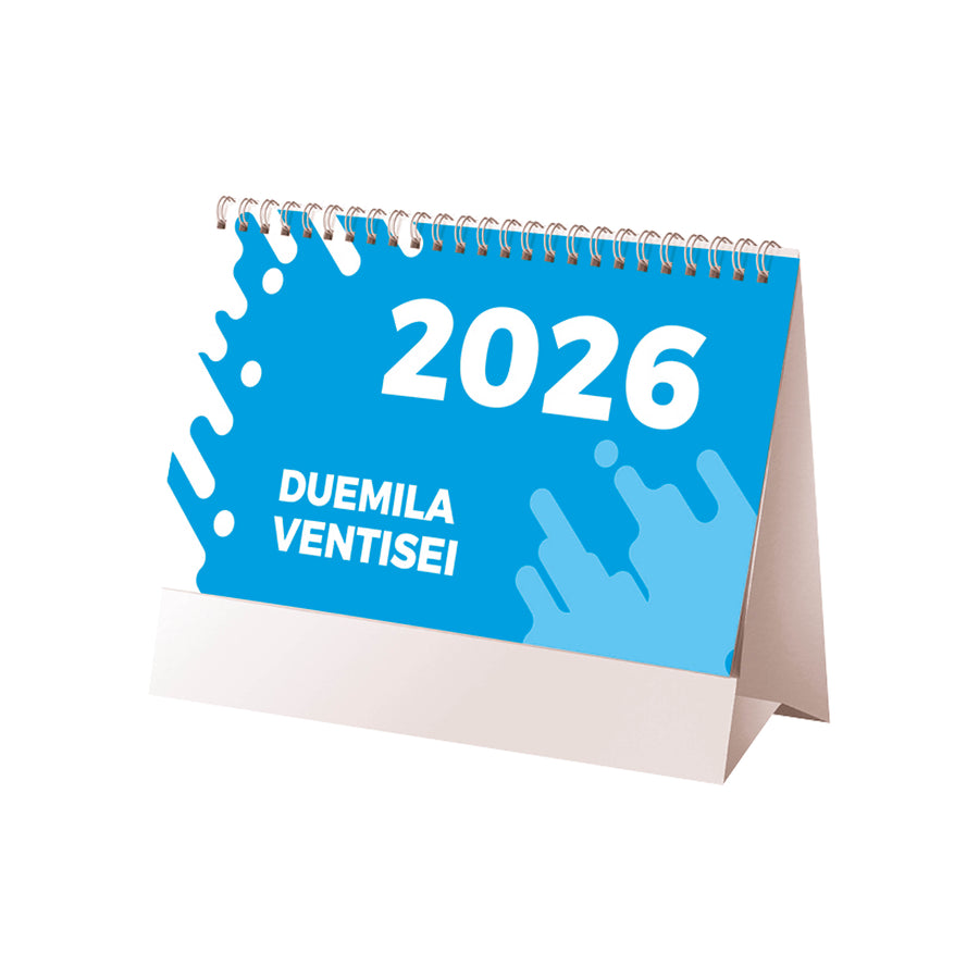 G26D069 Calendario mensile da tavolo 2025, 13 fogli su cartoncino nero, rilegato a spirale