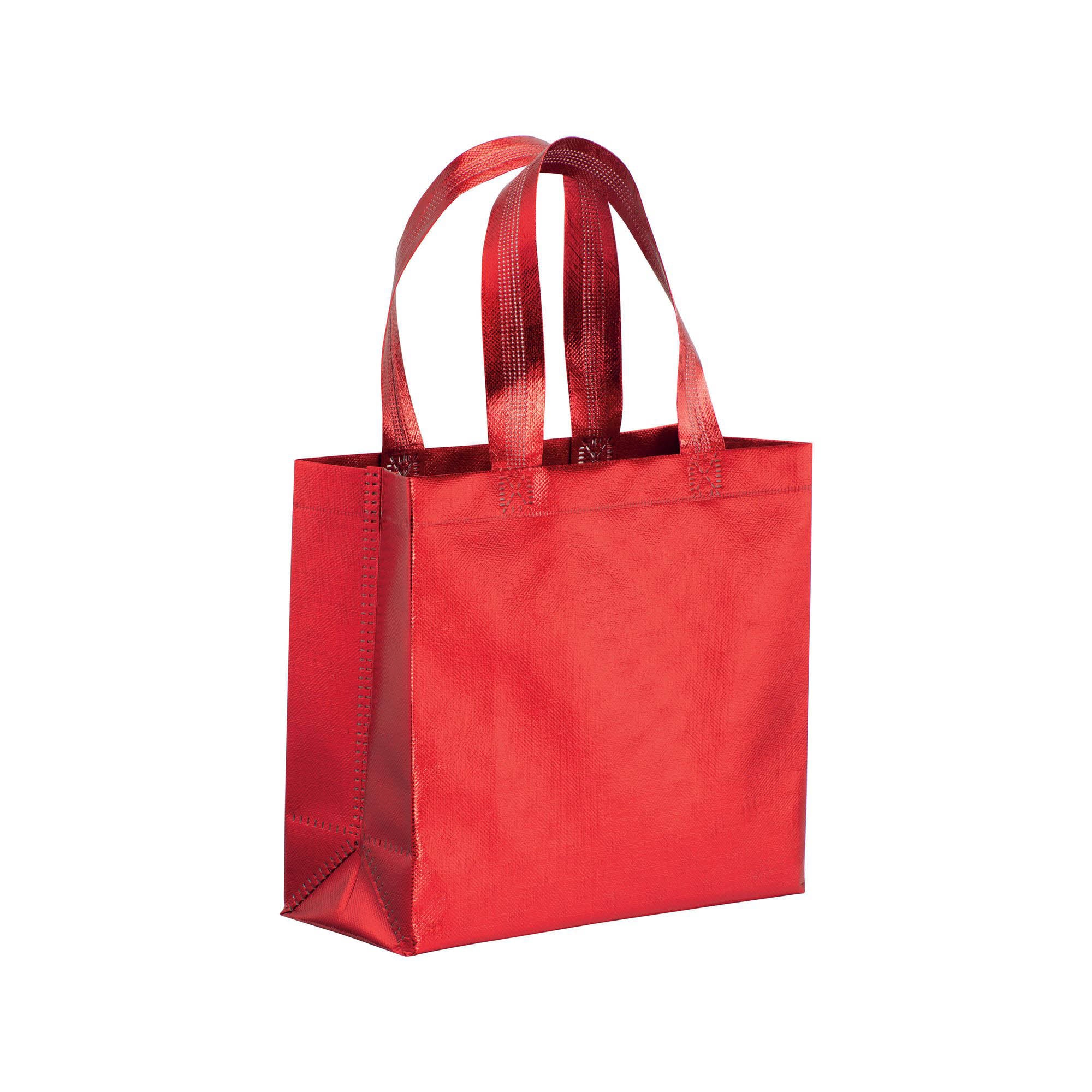 G20146 Mini shopper in TNT laminato metallizzata, manici corti e soffietto