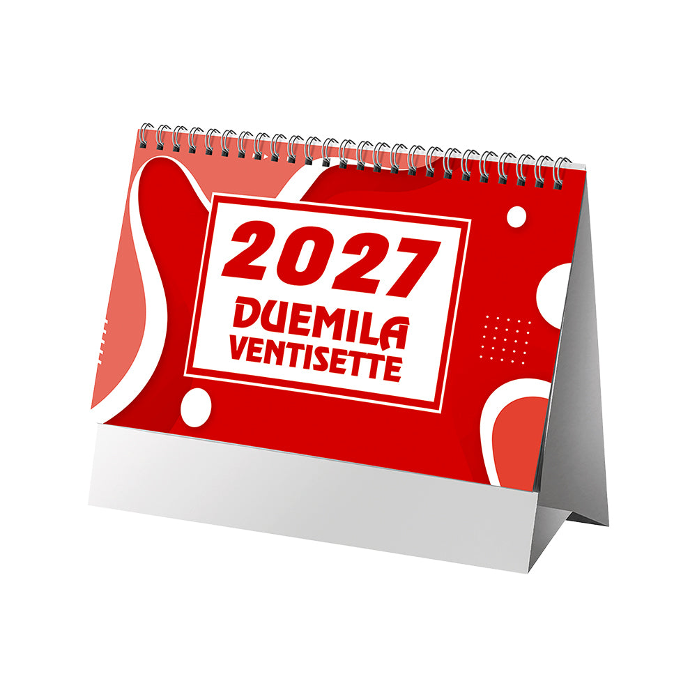 G26D069 Calendario mensile da tavolo 2027, 13 fogli su cartoncino nero, rilegato a spirale
