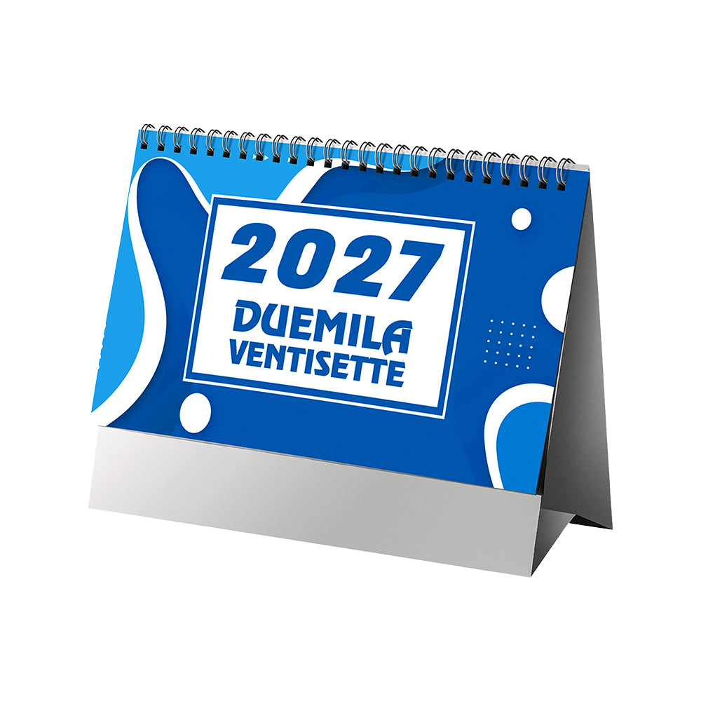 G26D069 Calendario mensile da tavolo 2027, 13 fogli su cartoncino nero, rilegato a spirale