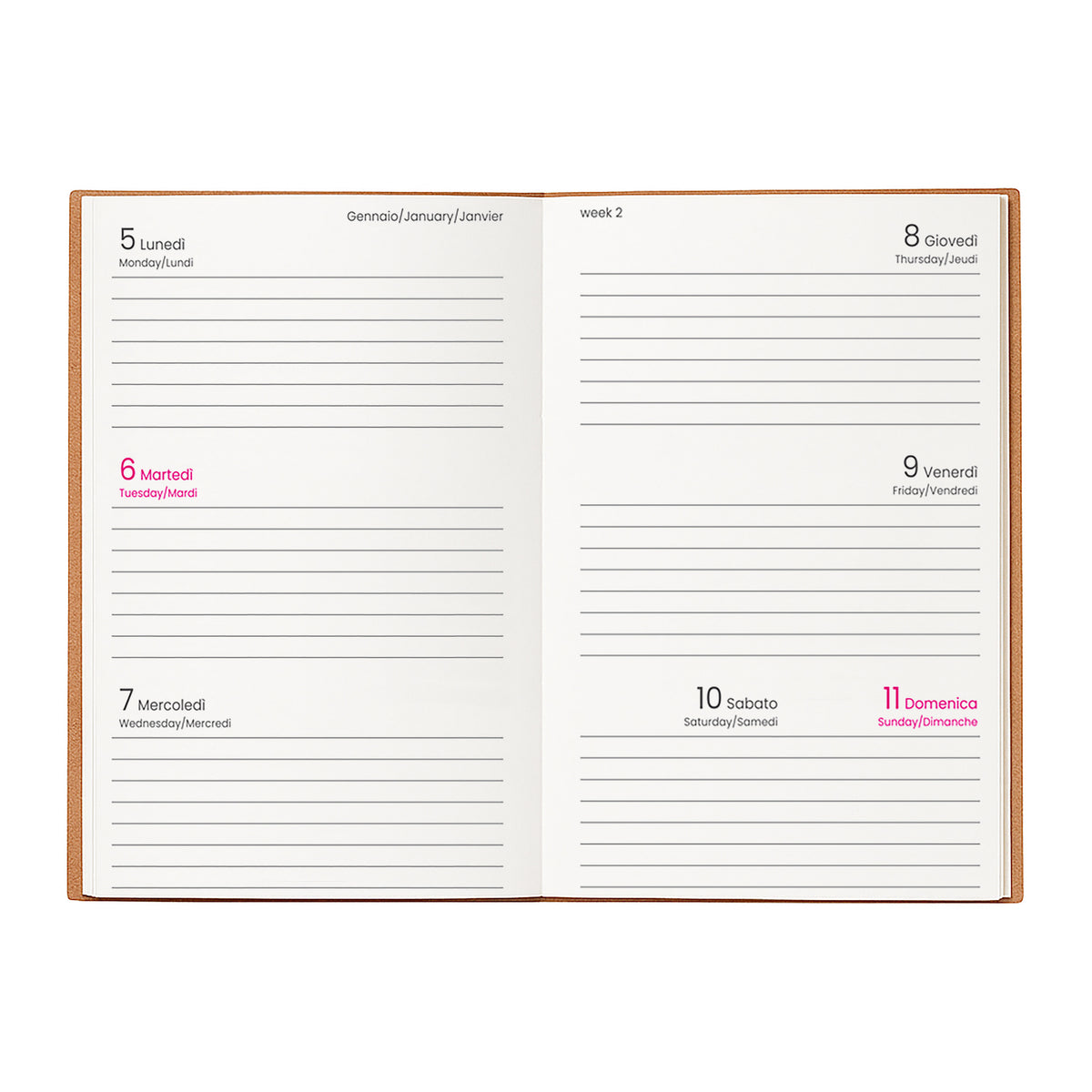 G26744 Agenda settimanale 2027 con copertina rigida in cartoncino