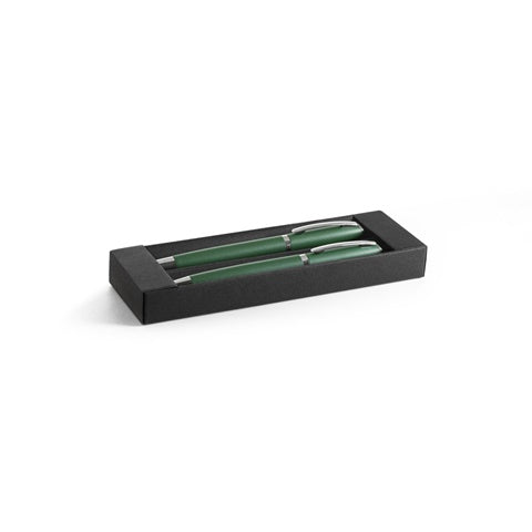 G91778 RE-LANDO-SET. Set penna roller e penna a sfera con corpo in alluminio 100% riciclato