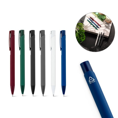 G91944 CLINT. Penna a sfera in alluminio riciclato (100% rAL) con finitura in gomma