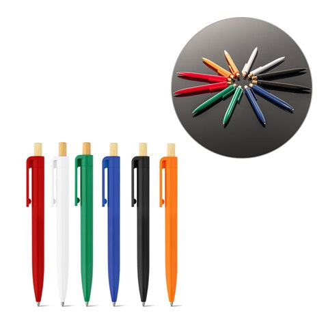 G91945 ZARA. Penna a sfera in ABS riciclato (100% rABS) con pulsante in bambù