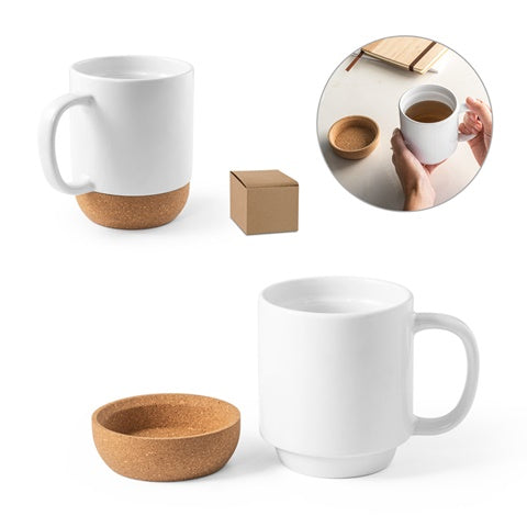 G94275 RORY SUB. Tazza in ceramica con base in sughero da 410 ml