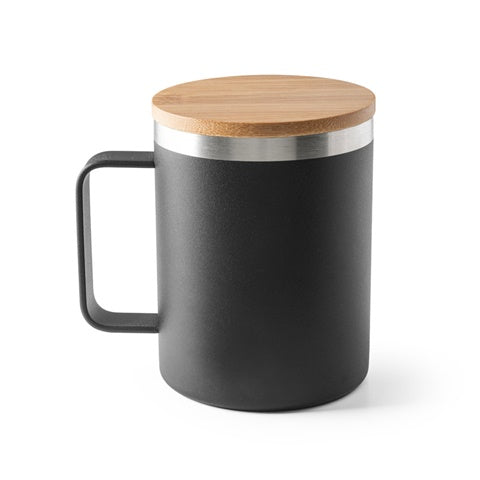 G94276 LAUDA. Tazza in acciaio inossidabile riciclato al 90% con coperchio in bamboo, 420 ml