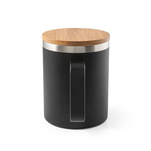 G94276 LAUDA. Tazza in acciaio inossidabile riciclato al 90% con coperchio in bamboo, 420 ml