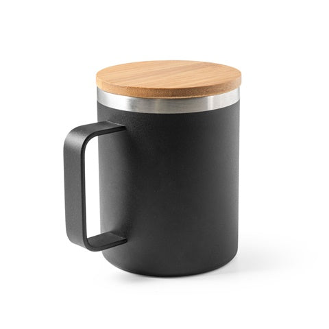 G94276 LAUDA. Tazza in acciaio inossidabile riciclato al 90% con coperchio in bamboo, 420 ml
