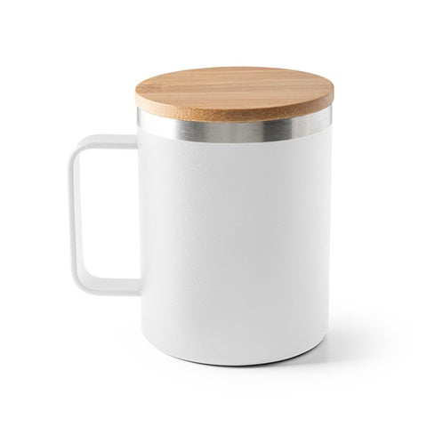 G94276 LAUDA. Tazza in acciaio inossidabile riciclato al 90% con coperchio in bamboo, 420 ml