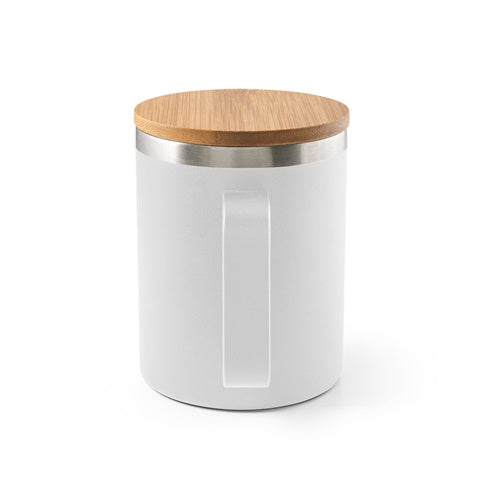 G94276 LAUDA. Tazza in acciaio inossidabile riciclato al 90% con coperchio in bamboo, 420 ml