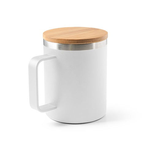 G94276 LAUDA. Tazza in acciaio inossidabile riciclato al 90% con coperchio in bamboo, 420 ml