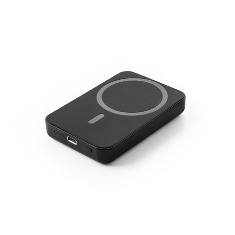 G97166 AMPERE. Power bank magnetico da 5'000 mAh con caricatore wireless superveloce da 15W in 100% rABS