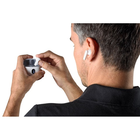 G97188 CAETANO. Auricolari wireless con 4 ore di autonomia in ABS riciclato (100% rABS)