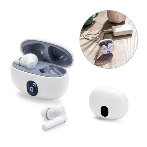 G97188 CAETANO. Auricolari wireless con 4 ore di autonomia in ABS riciclato (100% rABS)