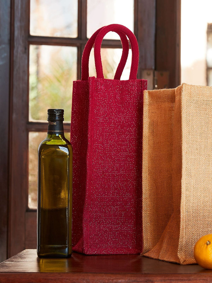 GW433 Shimmer Jute Bottle Bag