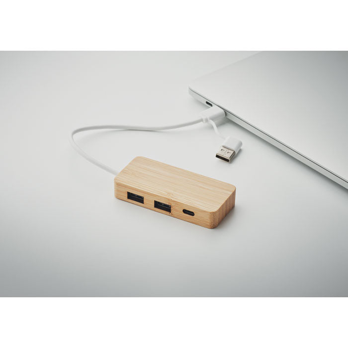 GO2143 Hub USB a 3 porte in bamboo