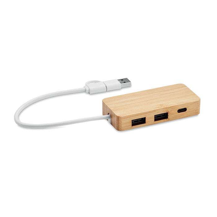 GO2143 Hub USB a 3 porte in bamboo