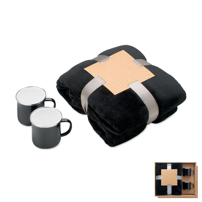 GO3207 Coperta in pile e set 2 tazze