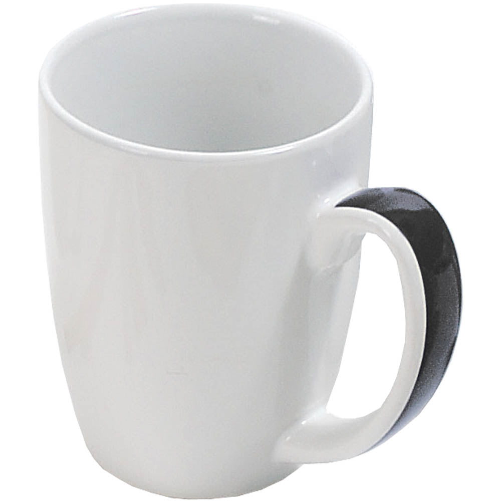 G07410S Tazza in ceramica bianca 320 ml con manico colorato (in scatola individuale)