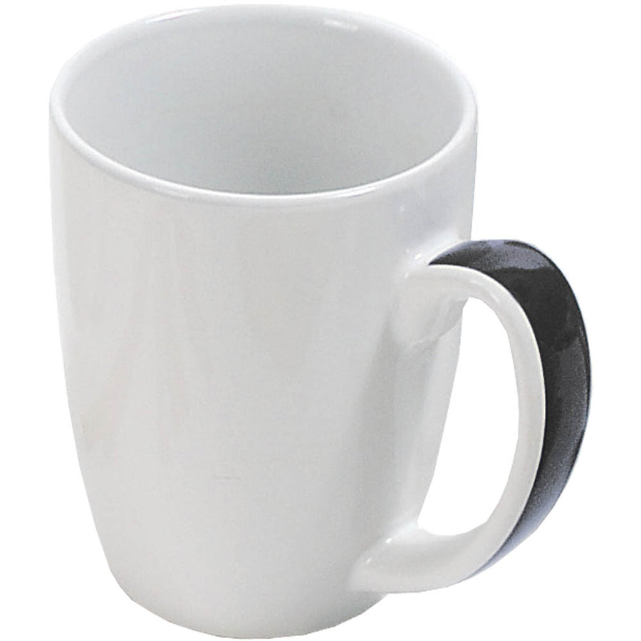 G07410S Tazza in ceramica bianca 320 ml con manico colorato (in scatola individuale)