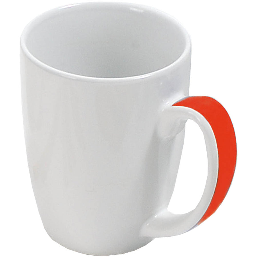 G07410S Tazza in ceramica bianca 320 ml con manico colorato (in scatola individuale)