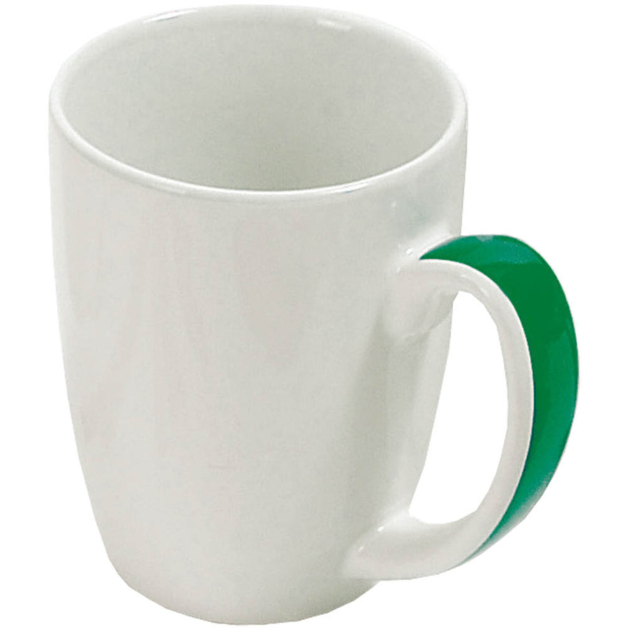 G07410S Tazza in ceramica bianca 320 ml con manico colorato (in scatola individuale)