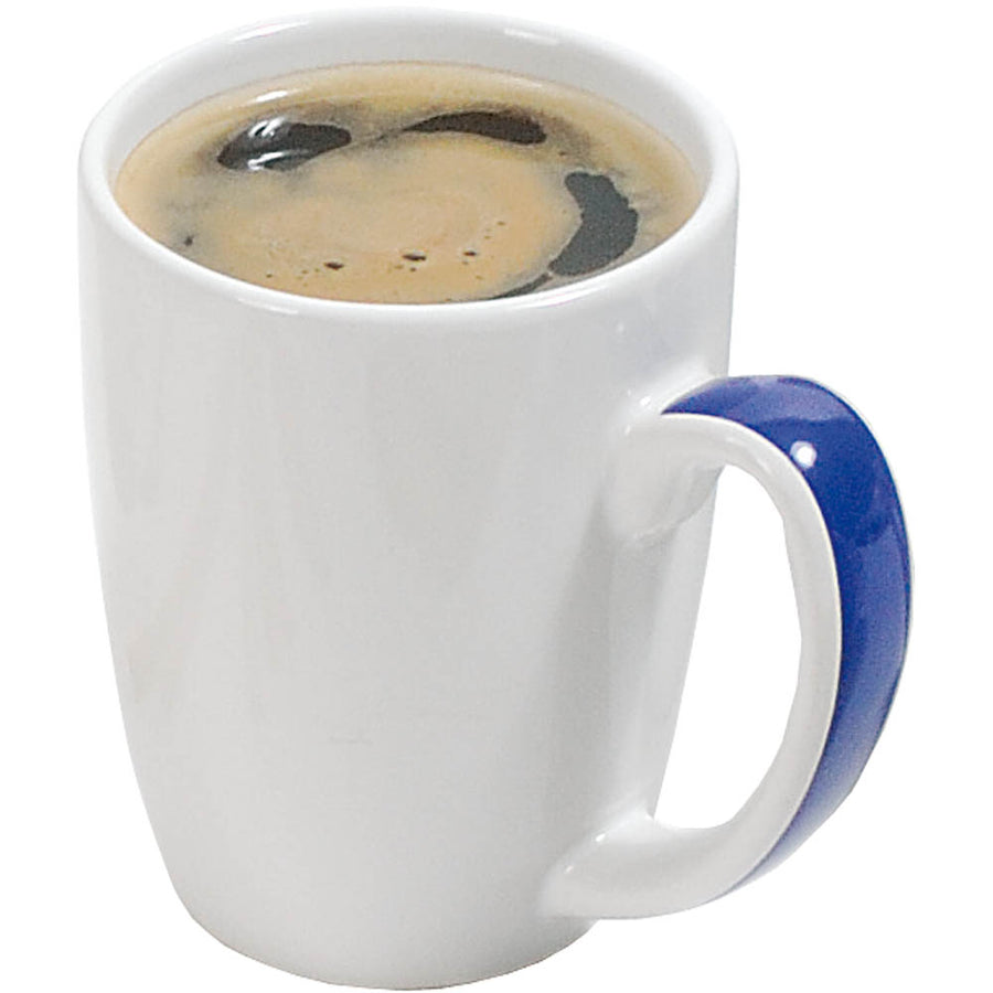 G07410S Tazza in ceramica bianca 320 ml con manico colorato (in scatola individuale)