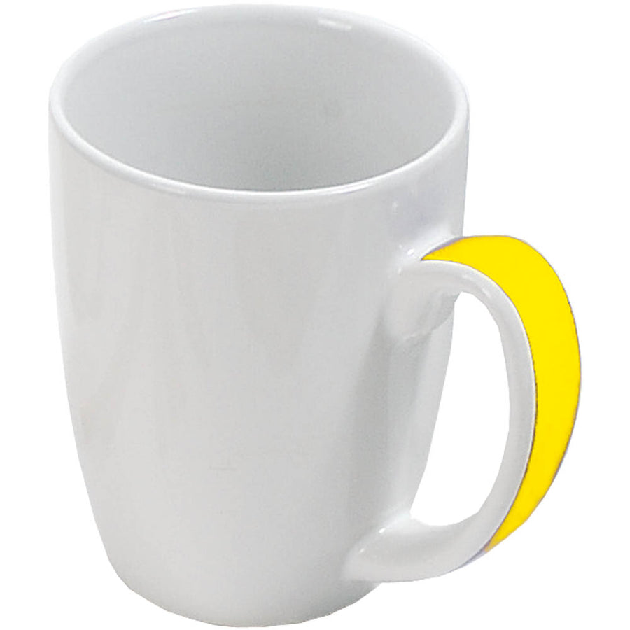 G07410S Tazza in ceramica bianca 320 ml con manico colorato (in scatola individuale)