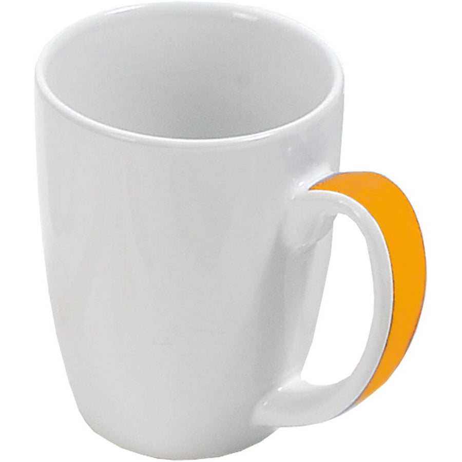 G07410S Tazza in ceramica bianca 320 ml con manico colorato (in scatola individuale)