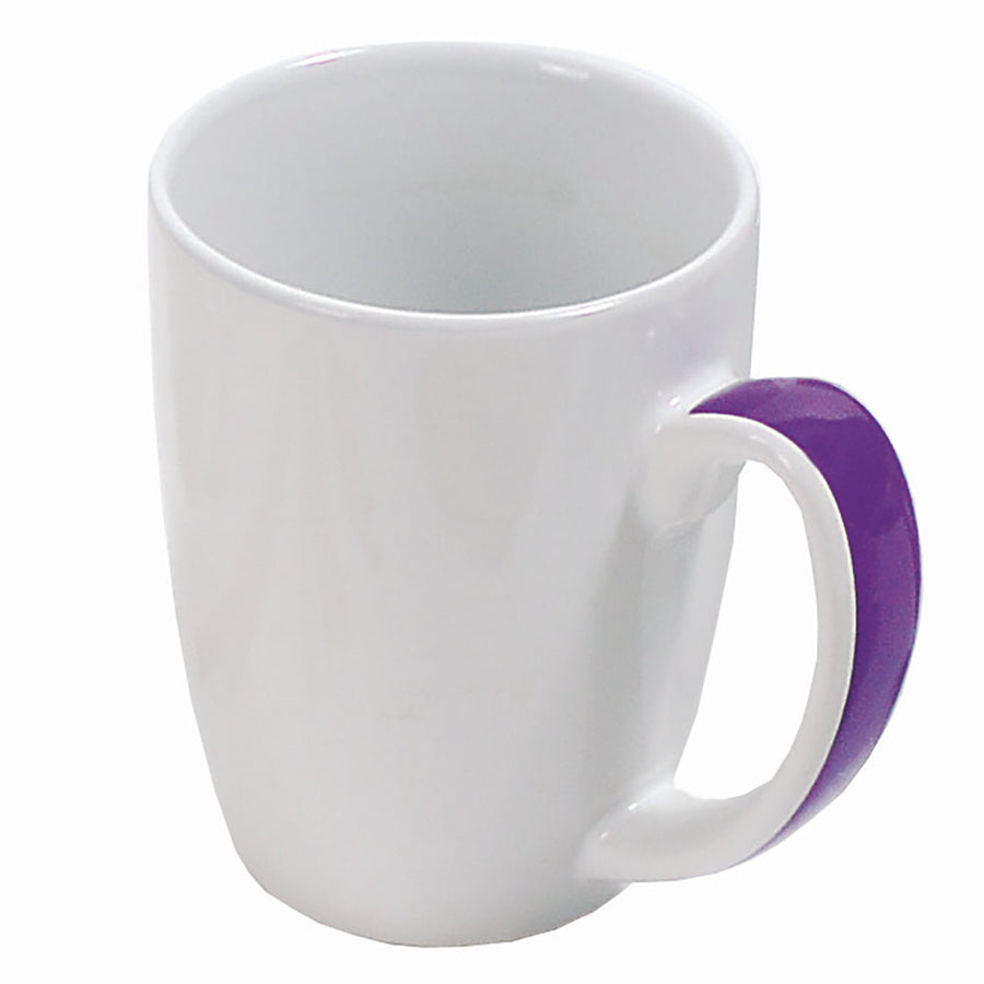 G07410S Tazza in ceramica bianca 320 ml con manico colorato (in scatola individuale)