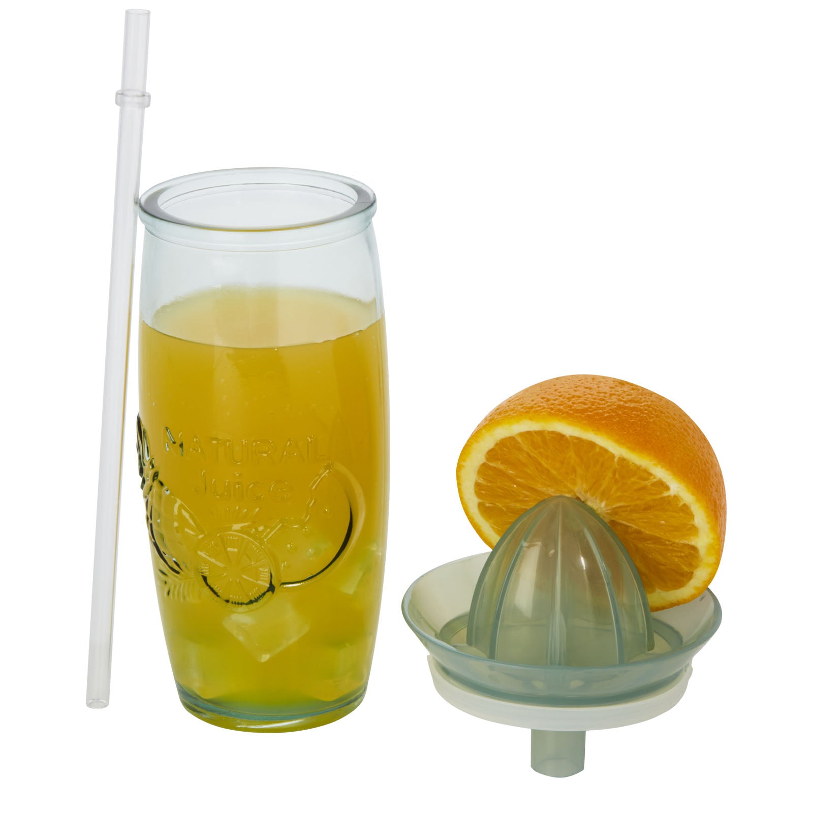 G113170 Bicchiere da cocktail in vetro riciclato da 550 ml con spremiagrumi Verano